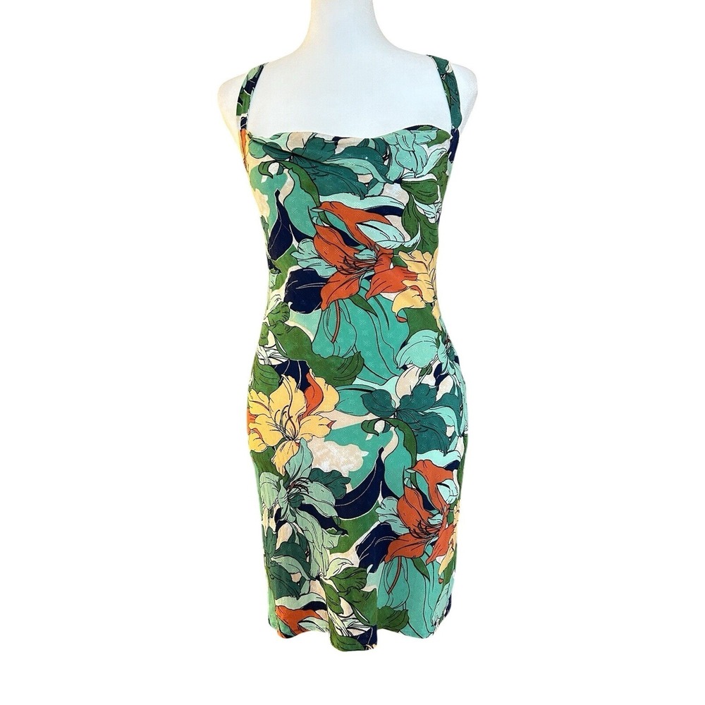 Band of the Free Tropical Floral Mini Dress Cross Back Women's Size XS Beachy